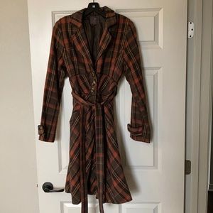 Forever 21 Plaid Trench Dress Coat